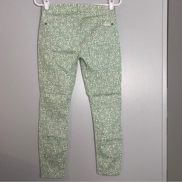 7 For All Mankind Floral Mint Green Straight Leg Pants Size 27 - Picture 2 of 7